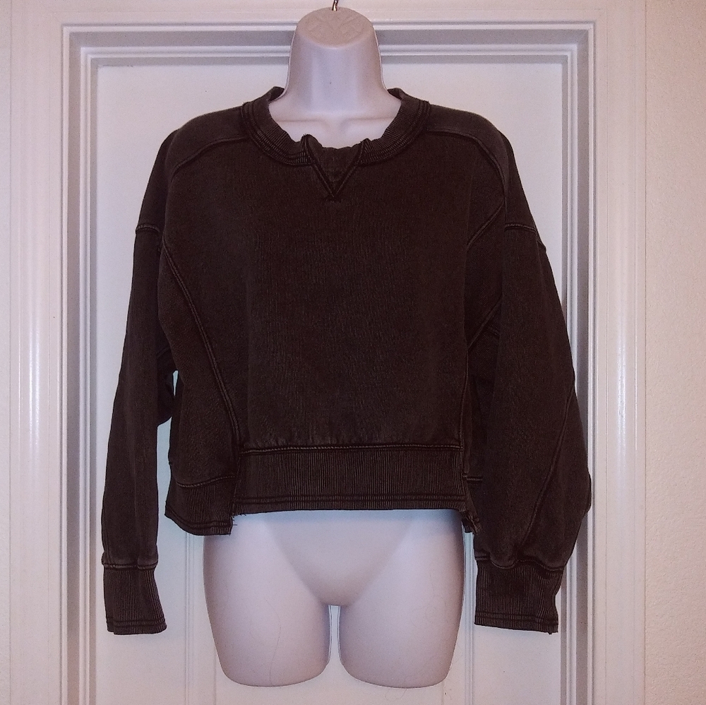 Free People FP Movement Faded Black Sweatshirt